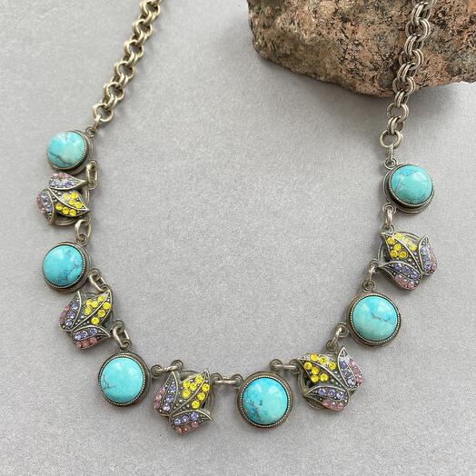 Collar con turquesa y Swarovski N3022 / 2-1024-SP