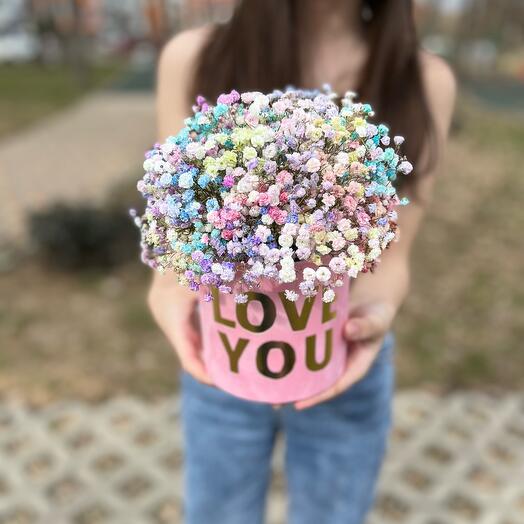Гипсофила в Бархатной коробке Love you