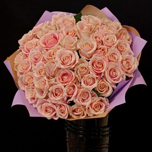 Bouquet of 45 delicate pink roses