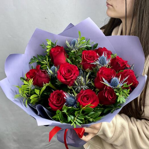 Букет из Роз и Эрингиума