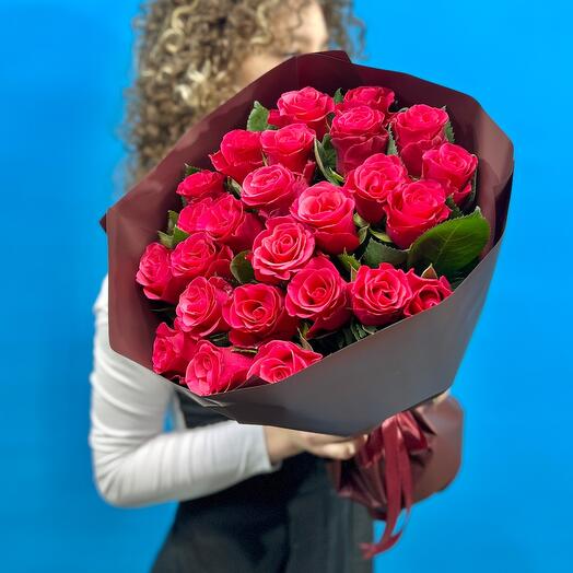 Букет. 25 Ароматных роз. Монобукет 557. Leora Flowers дом цветочной моды