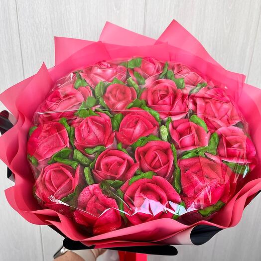 Розы красные из зефира