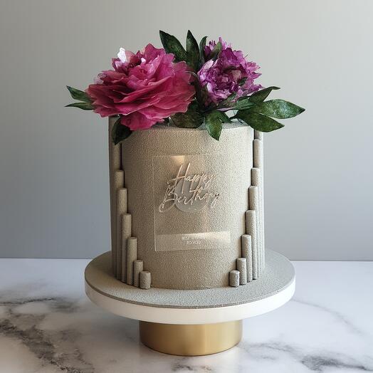 Торт "Пряный апельсин " с акриловым топпером Happy birthday