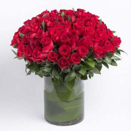 Magical 101 Red Roses Vase