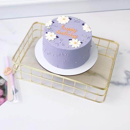 Бенто торт "Happy birthday" с ромашками
