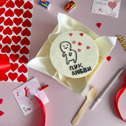 Бенто торт Пук любви смешная надпись на 14 февраля День влюбленных