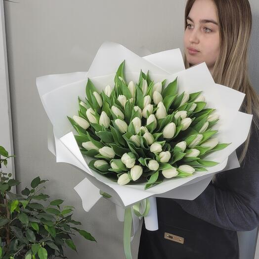 51 тюльпан белоснежный