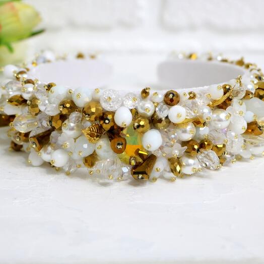 Ободок тиара для волос ручной работы из камней и страз