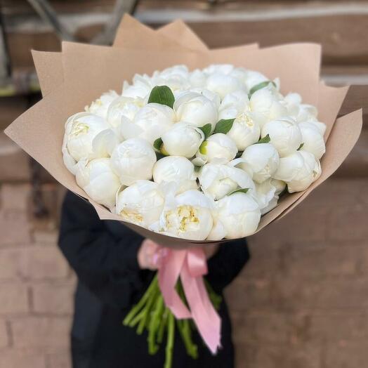 35 белых пионов peony (0006)