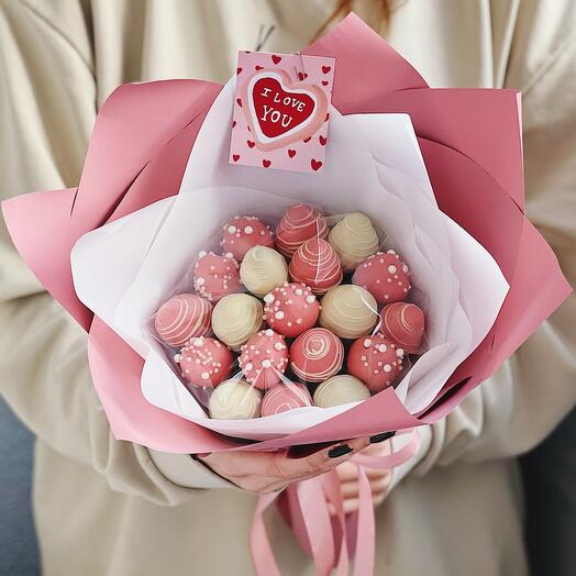 Букет из клубники в шоколаде «Розовая жемчужина»