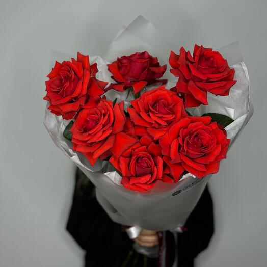 💞ОСОБОЕ ПРЕДЛОЖЕНИЕ💞 Алый монобукет 💞 7 французских роз