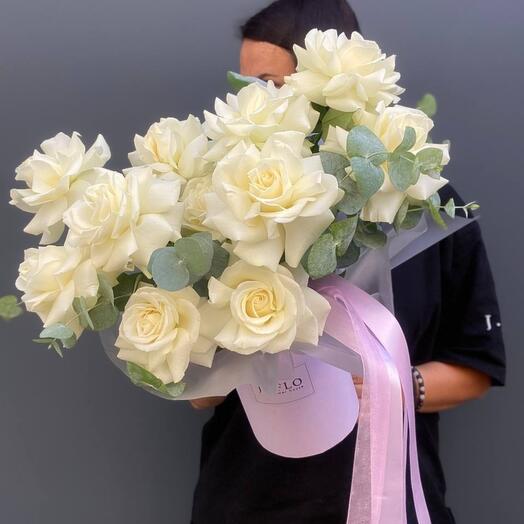 French white roses in a box
