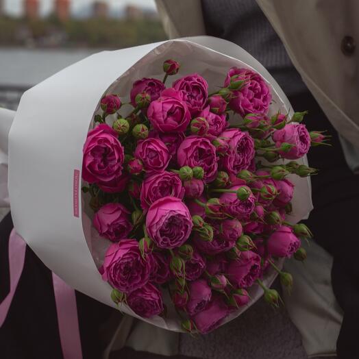 Букет из 9 шт / Пионовидная Кустовая роза / Кустовые розы / Пионы 0070