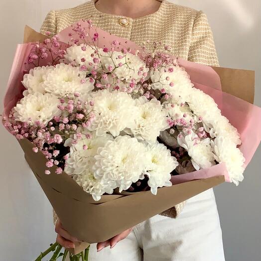 Воздушный 🌸 белоснежная хризантема и гипсофила
