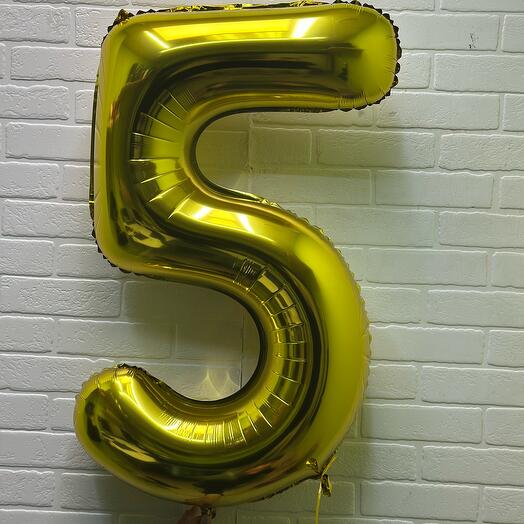 Balloons numbers 5 foil inflatable on a stand