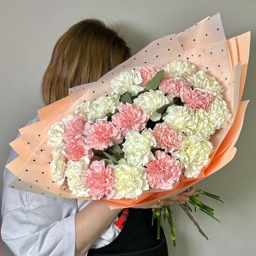 Шикарный моно из кружевных диантусов с эвкалиптом. VKF72