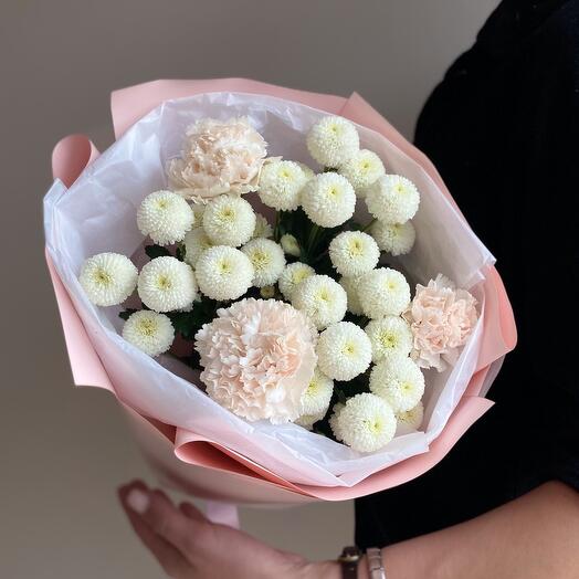 Сахарная вата🍭💜 Букет из хризантем и диантусов