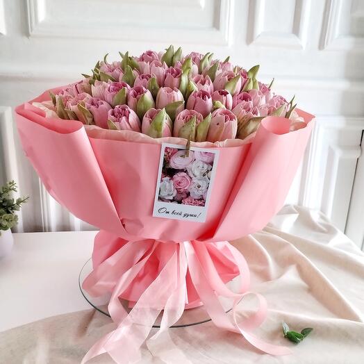 Pink cloud of tulips