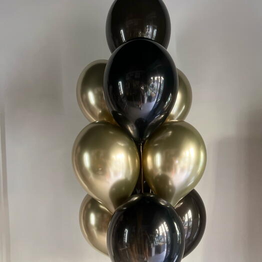 Букет повітряних кульок 10 шт (чорно-золотий)