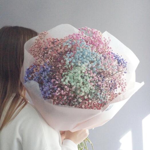 Букет с 7 ветками радужной гипсофилы