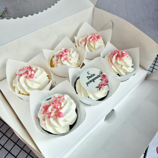 Капкейки 6 шт С днем рождения