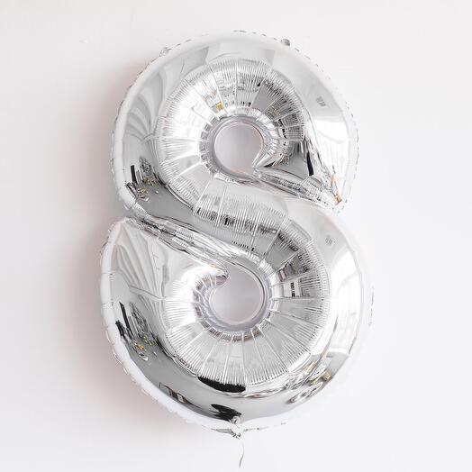 Шар цифра 8 серебряная