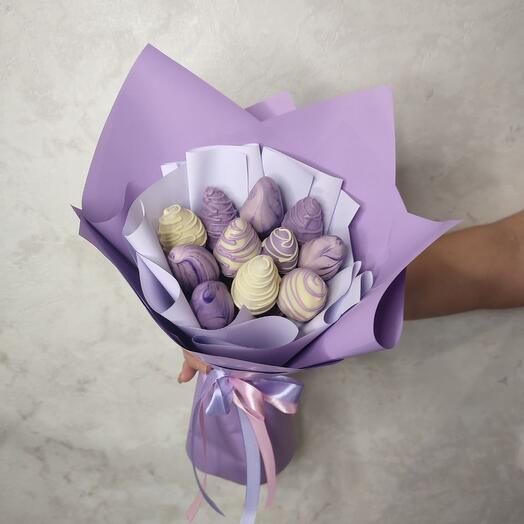 Букет из клубники в бельгийском шоколаде "Lilac" S