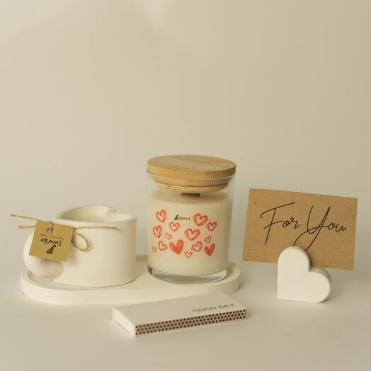 Ароматические свечи Okami набор- послание и сердце