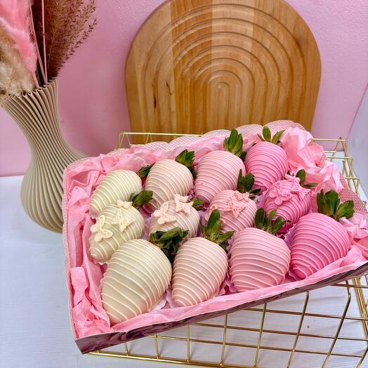 Fresas en chocolate "mariposa"