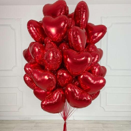 Шарики Огромная охапка красных сердец