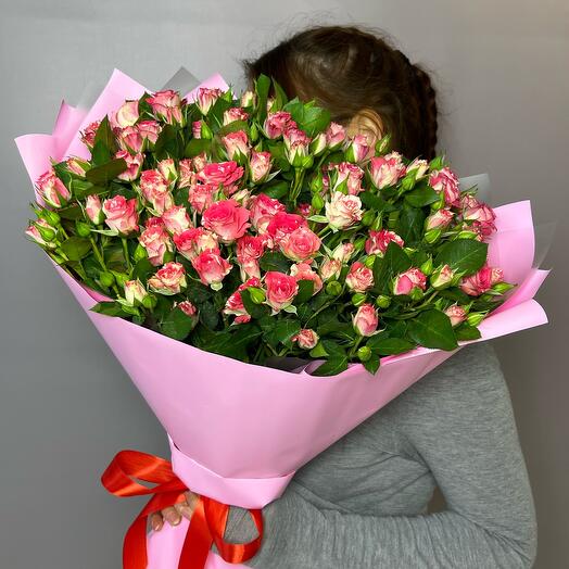 Монобукет из ярких кустовых Роз 15шт
