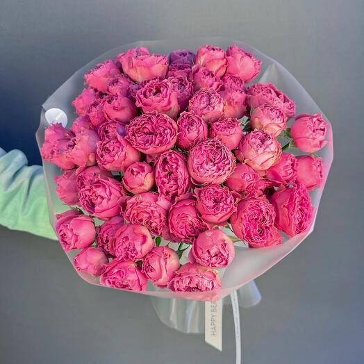 A bouquet of Roses. Misty Bubbles Bushy Peony Roses (15 pieces)