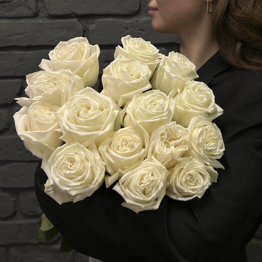🤍Букет из 15 белых роз Эквадор - Премиум