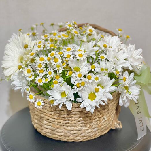 Корзина с ромашками