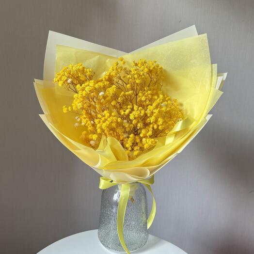 Букет из стабилизированной желтой гипсофилы