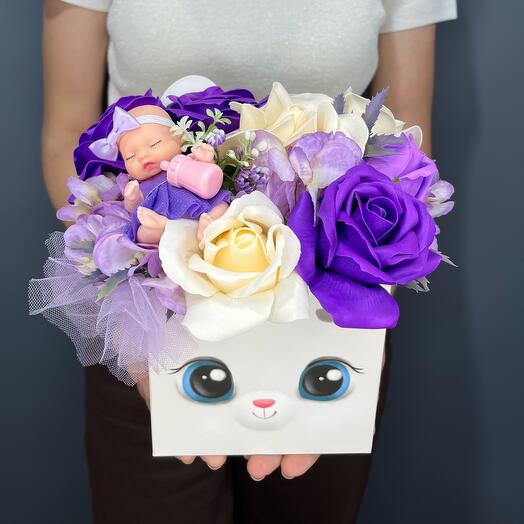 Букет на рождение ребёнка из мыльно - пенных роз