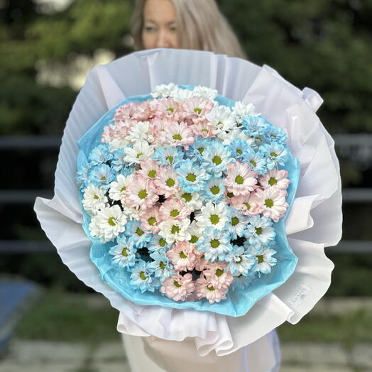 Большой букет розовых хризантем 🌸 WOW подарок