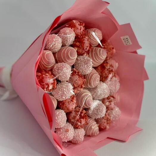 Букет из клубники в шоколаде «Pink» L, 35-37 шт