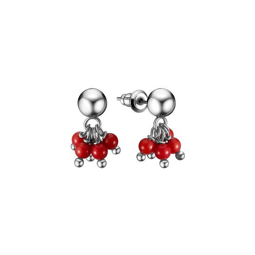 Серьги из натурального камня BASIC BABY RED для неё, на подарок, сестре, дочке, на день рождения