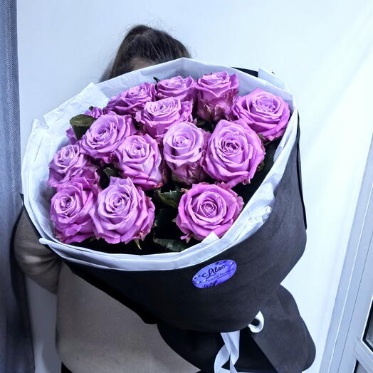 Букет из 15 розовых роз 🖤