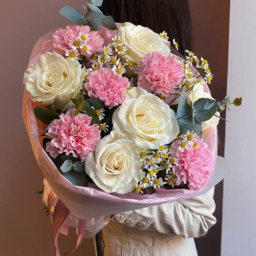 WOW🍭Авторский букет с розой Мондиаль и диантусом