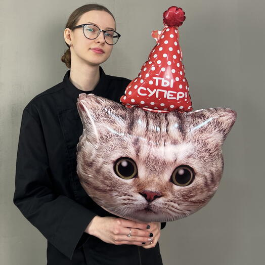 Шар с котом «ты супер»