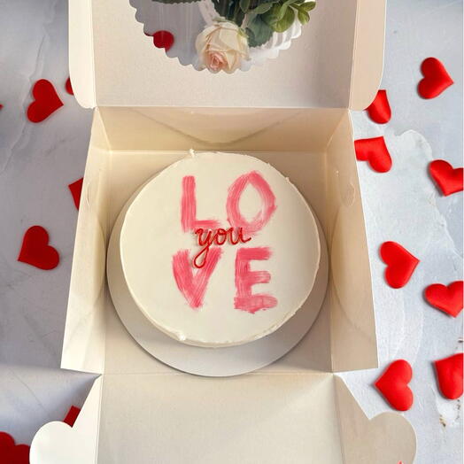 Бенто торт LOVE you, в подарок на 14 февраля, девушке, парню