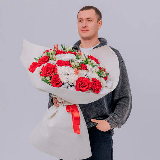 ✅ ВАУ букет. Свежая поставка - бордовые розы и хризантема