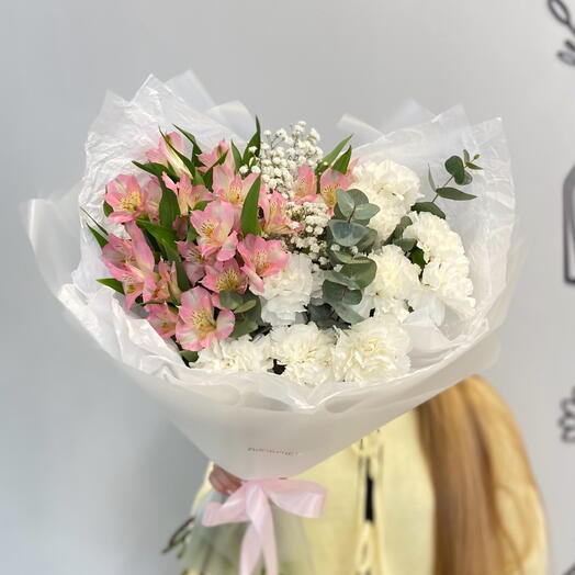 Дуо-букет из альстромерии и диантусов 🎀