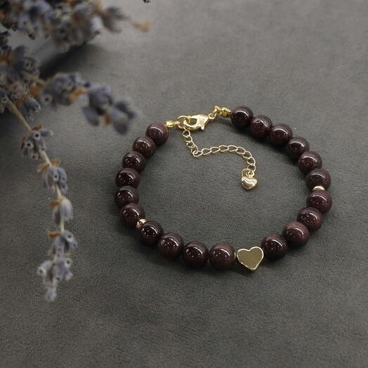 Браслет из граната с сердцем