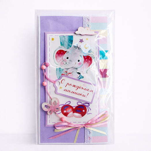 Открытка ручной работы на рождение девочки