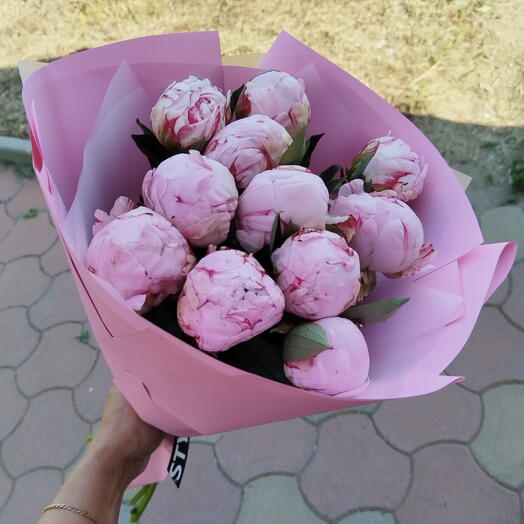 Букет из розовых пионов (11 шт)