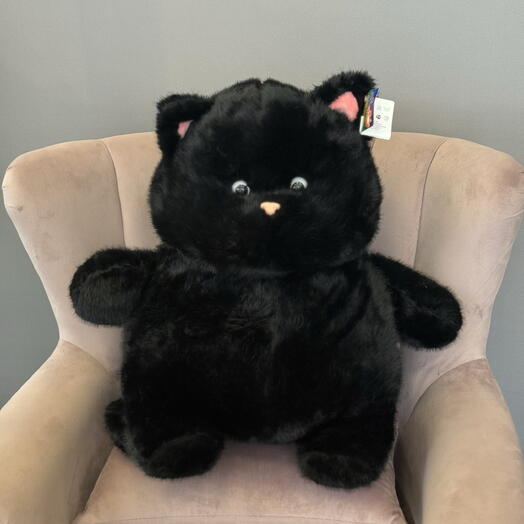 Мягкий большой черный кот пузан 🐈⬛🖤