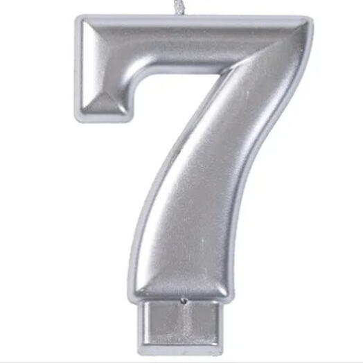 Свеча для торта Цифра 7 (8 см), серебро